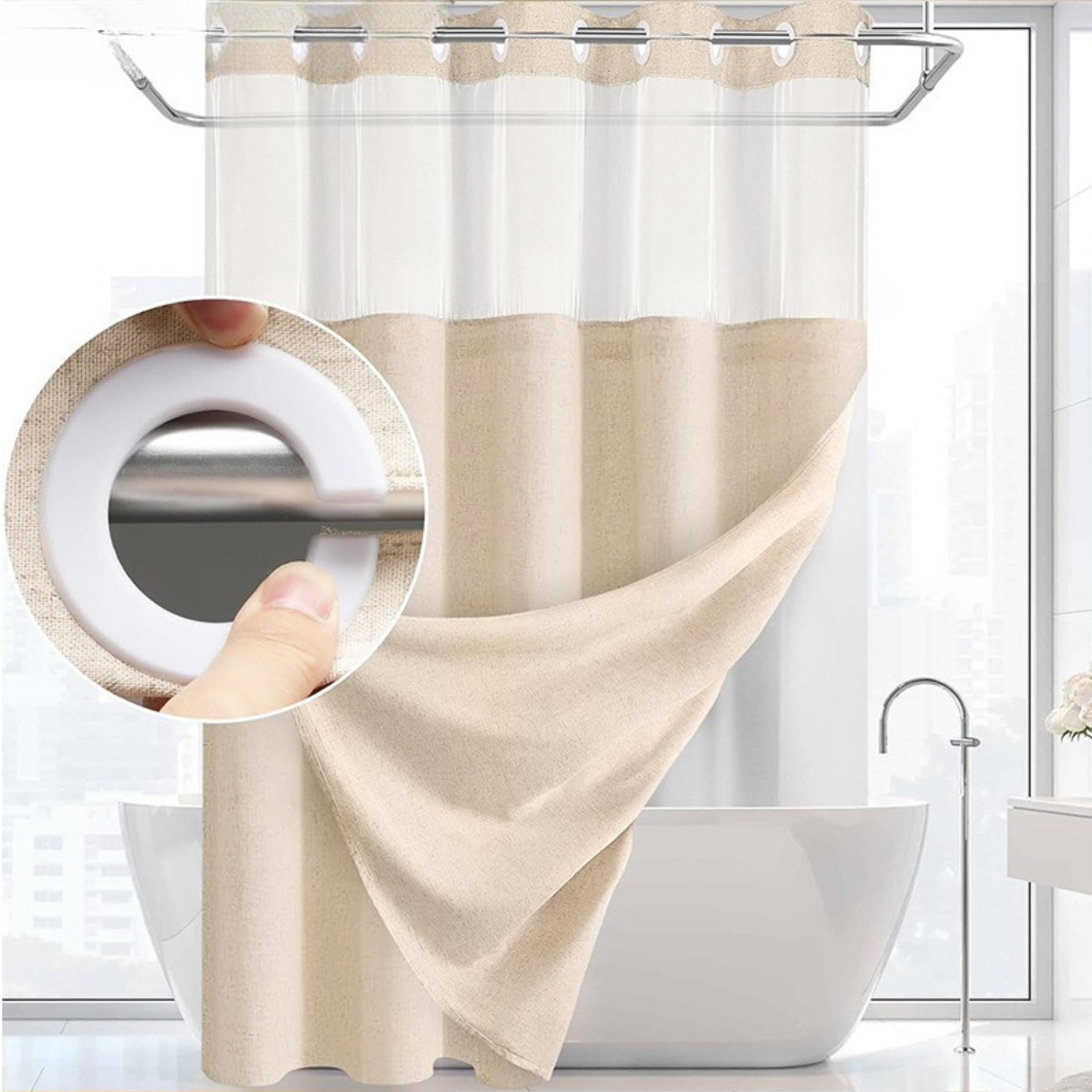 Snap In Shower Curtain