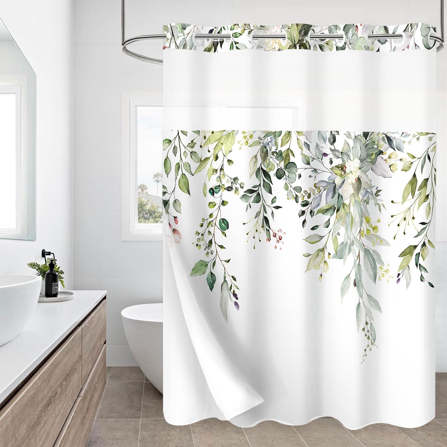 (Size Variants)Snap In Shower Curtain
