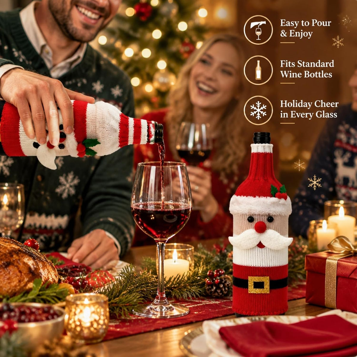 Christmas Sweater Wine Bottle Covers (Set of 5)