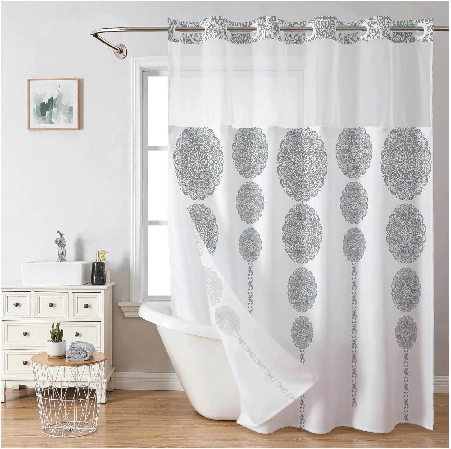 (Size Variants)Snap In Shower Curtain