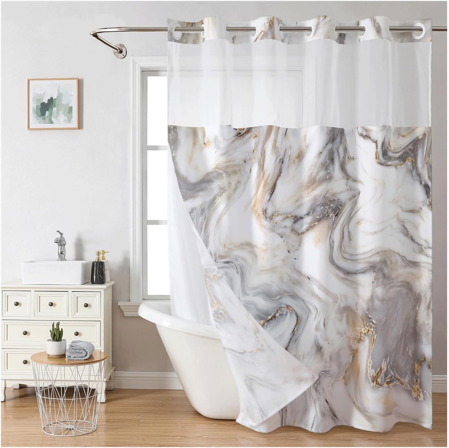 Snap In Shower Curtain