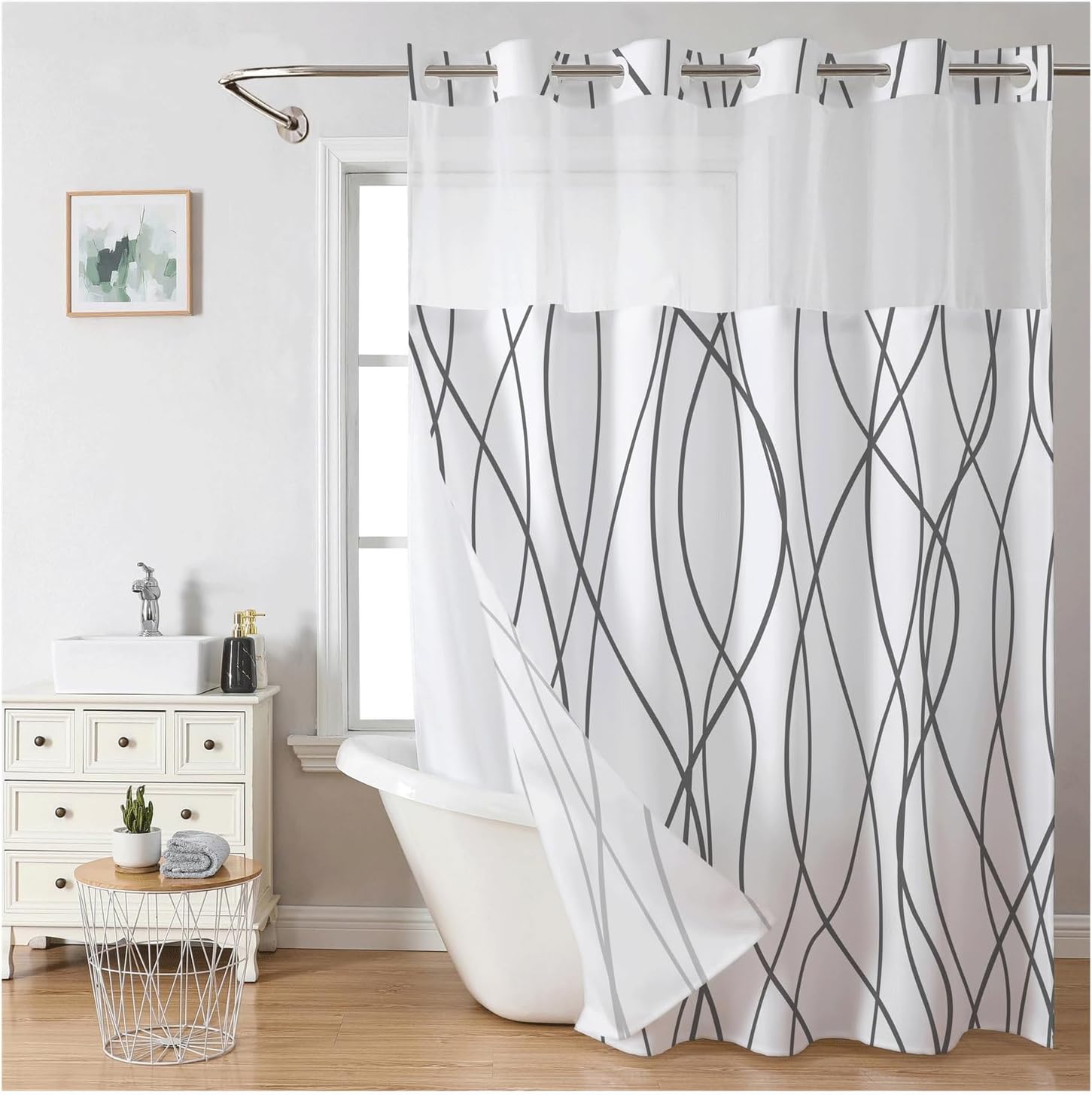 (Size Variants)Snap In Shower Curtain
