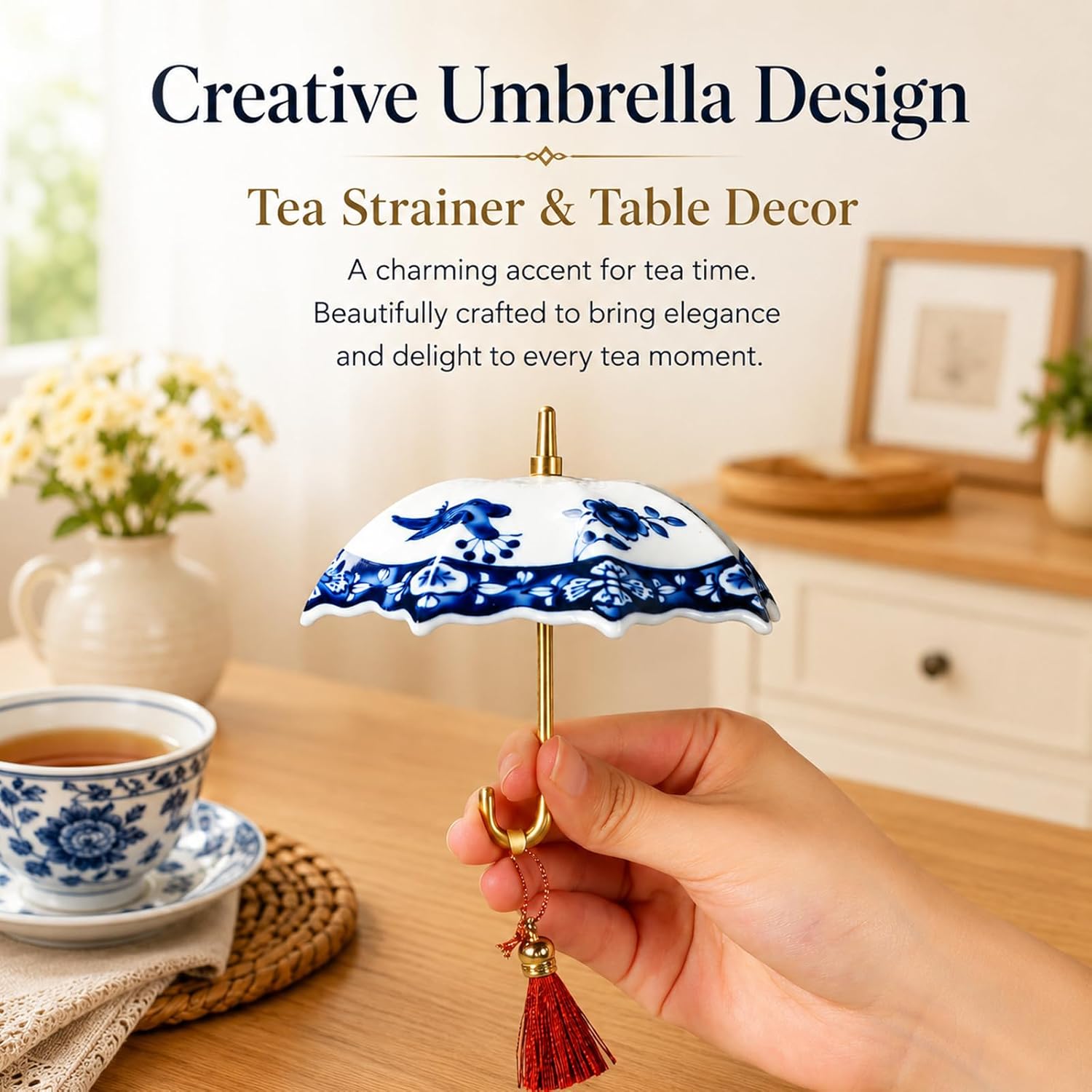 Porcelain Umbrella Tea Strainer