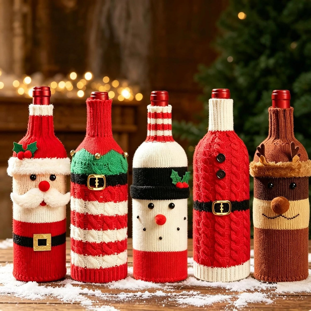 Christmas Sweater Wine Bottle Covers (Set of 5)