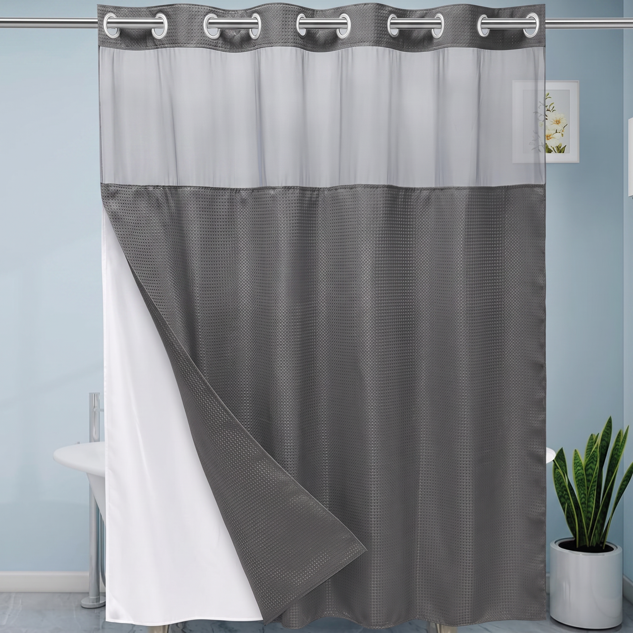 (Size Variants)Snap In Shower Curtain