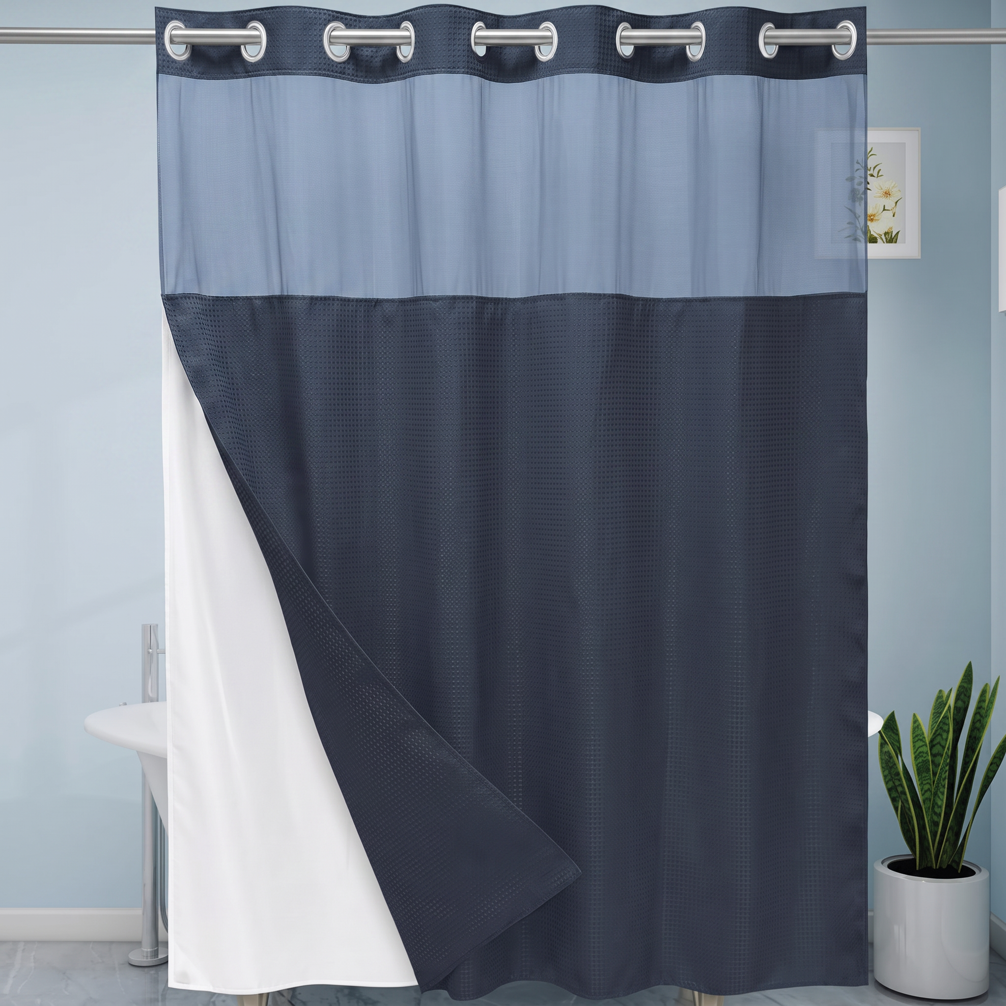 (Size Variants)Snap In Shower Curtain