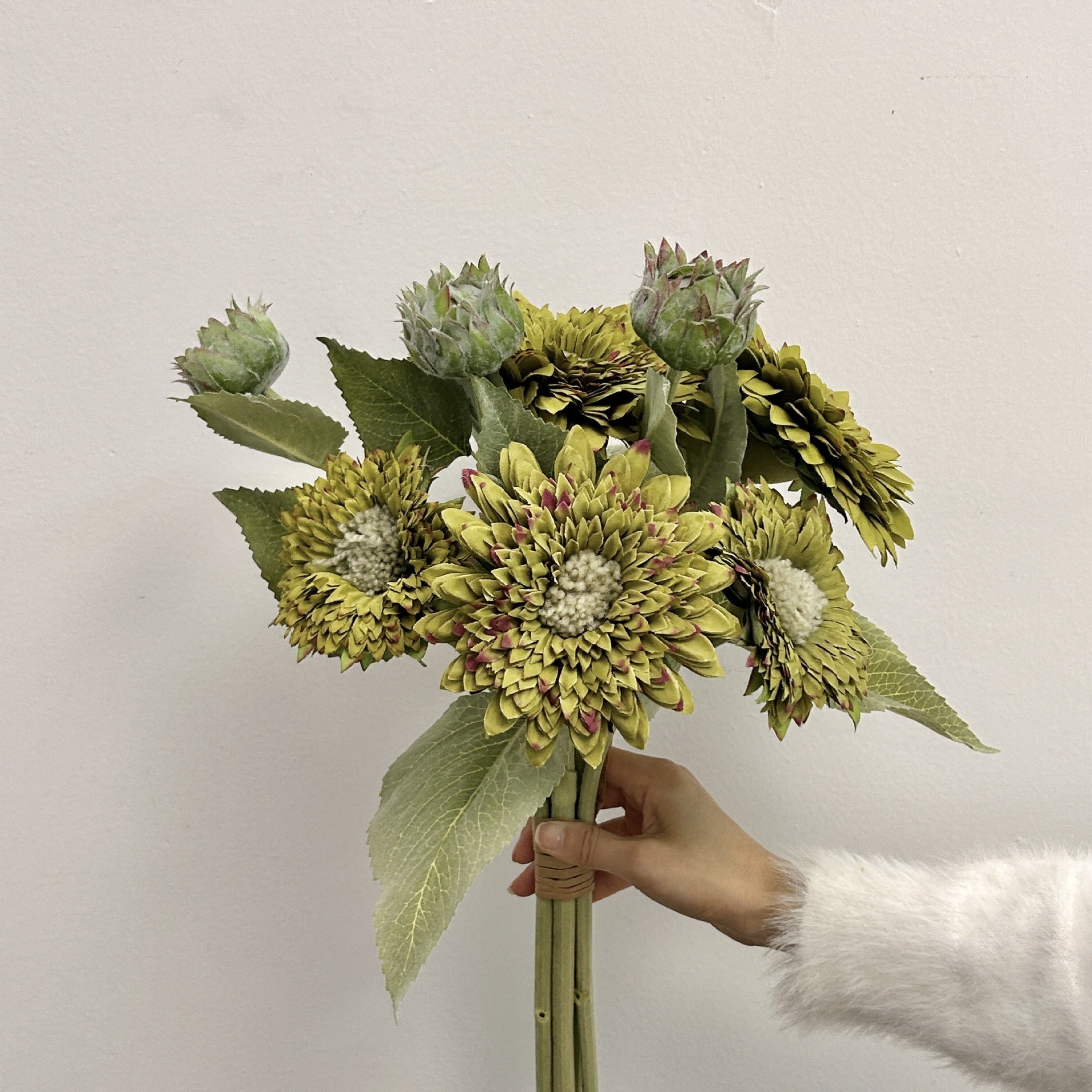 Teddy Pom Faux Sunflowers