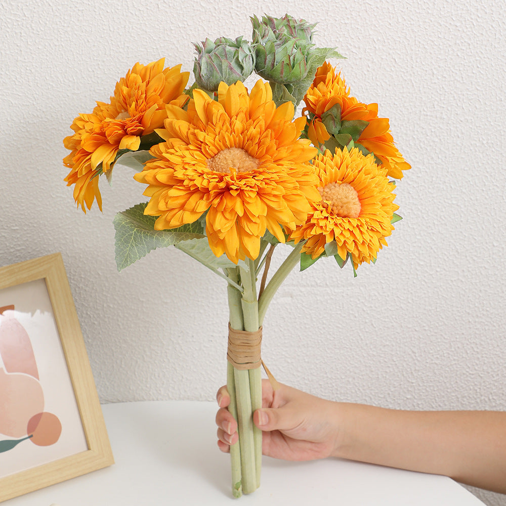 Teddy Pom Faux Sunflowers