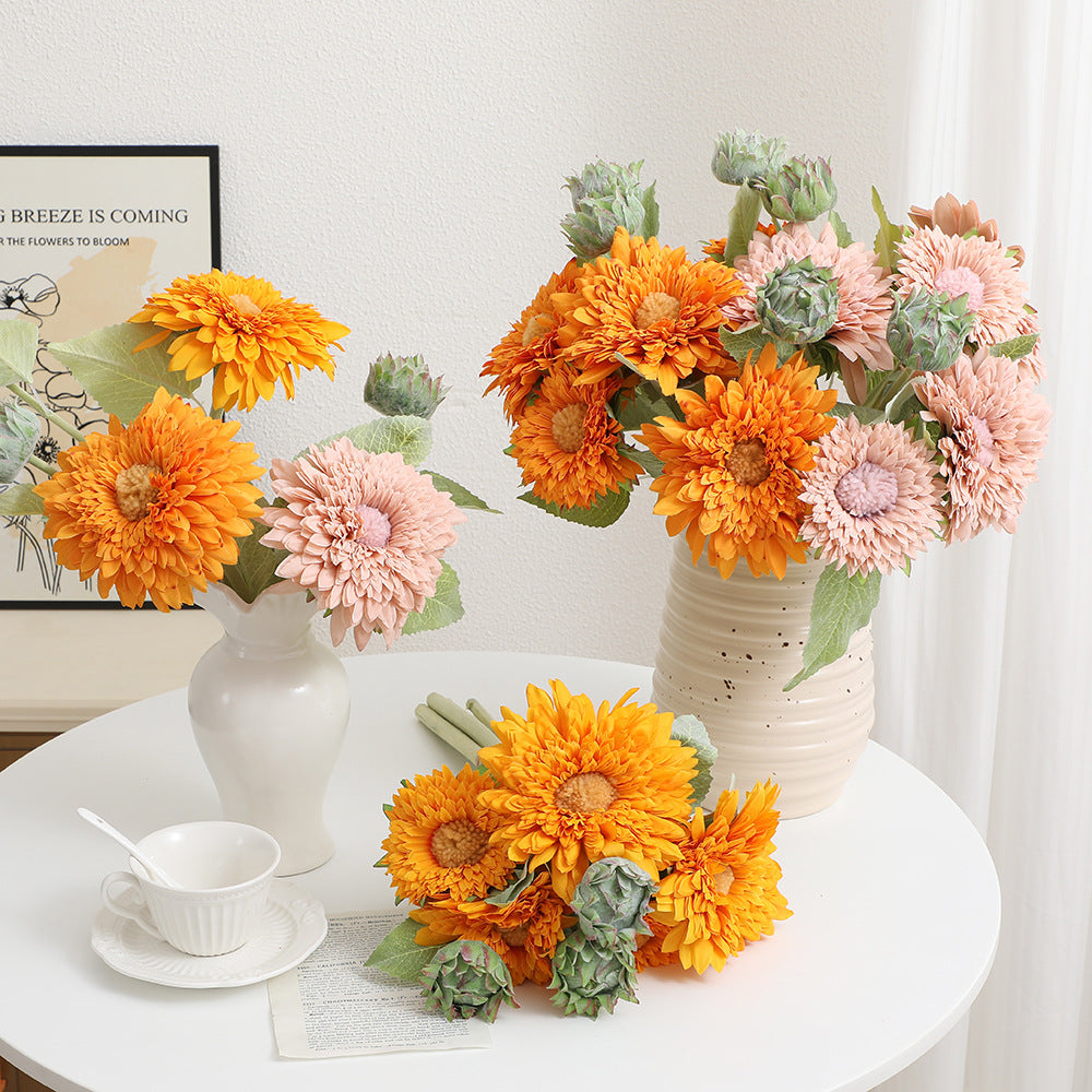 Teddy Pom Faux Sunflowers