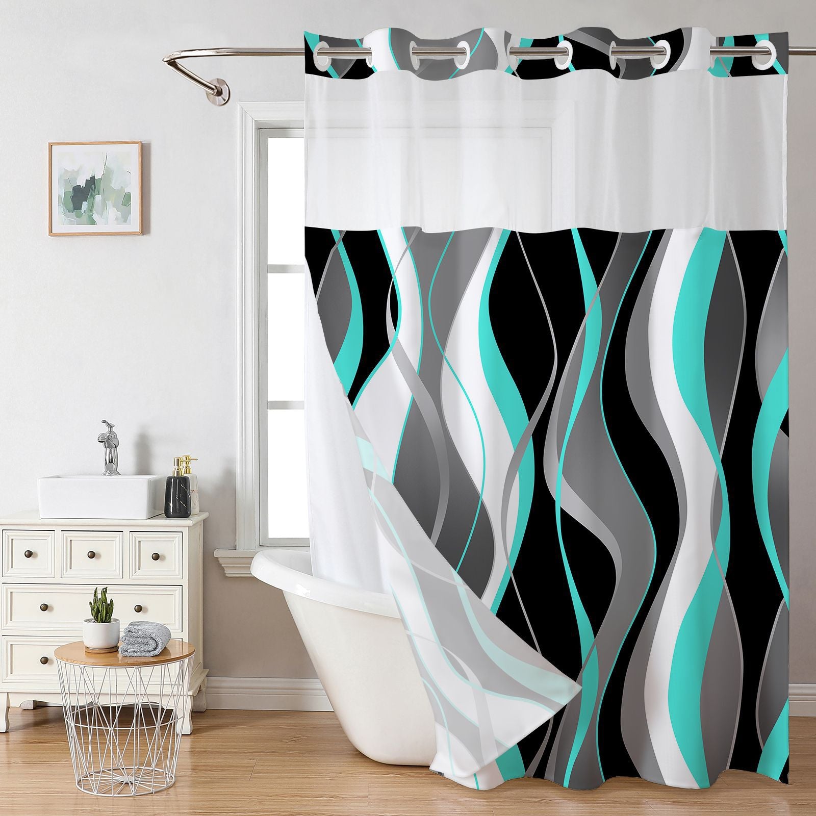 Snap In Shower Curtain