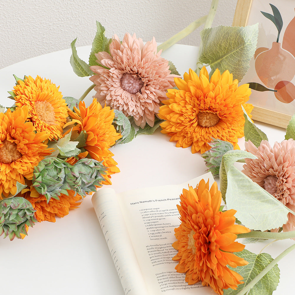 Teddy Pom Faux Sunflowers