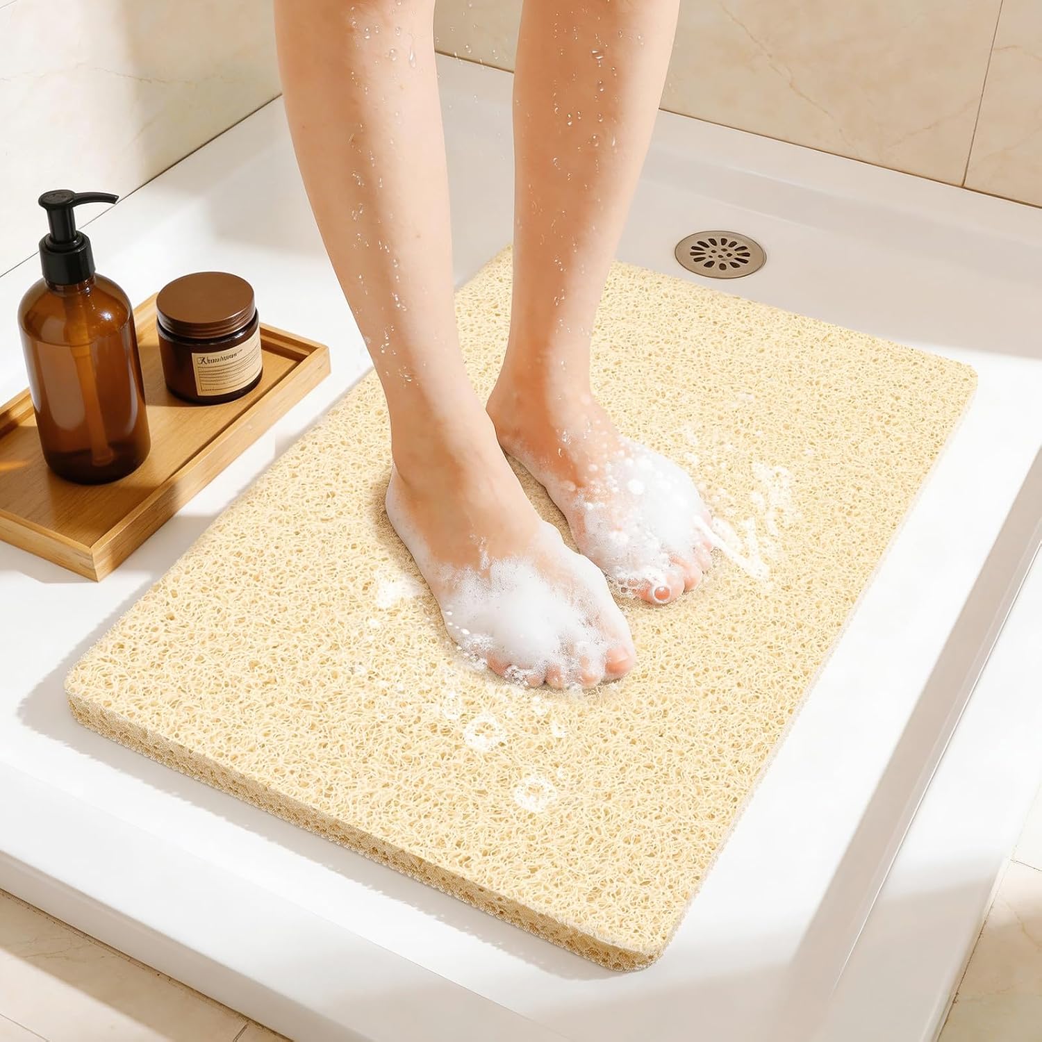 Loofah Foot Scrubber Non-Slip Shower Mat