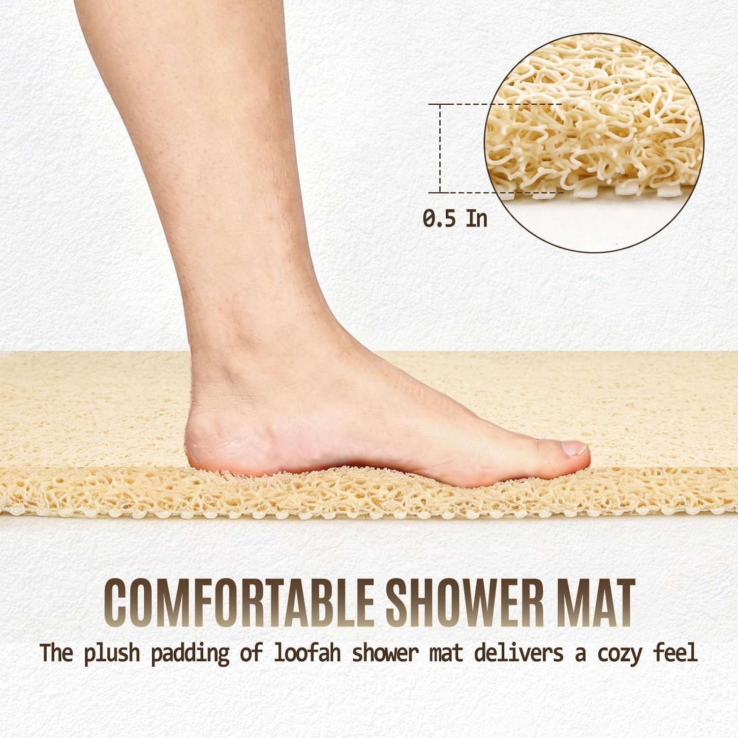 Loofah Foot Scrubber Non-Slip Shower Mat