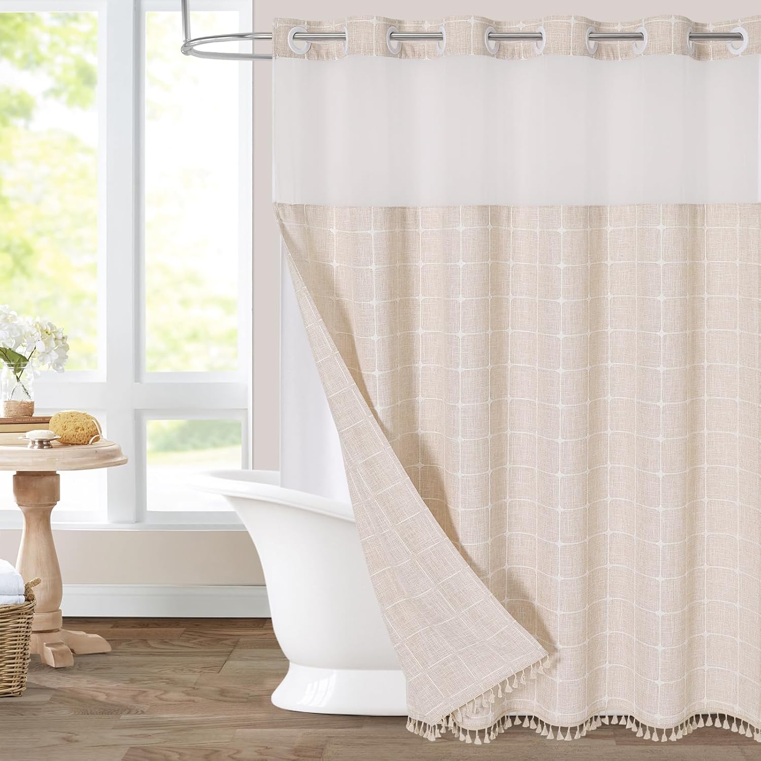 Snap In Linen Shower Curtain