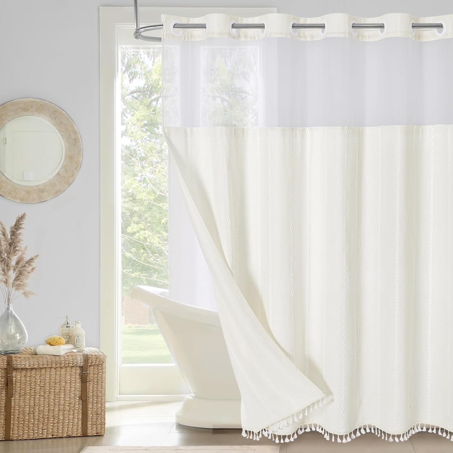 Snap In Linen Shower Curtain