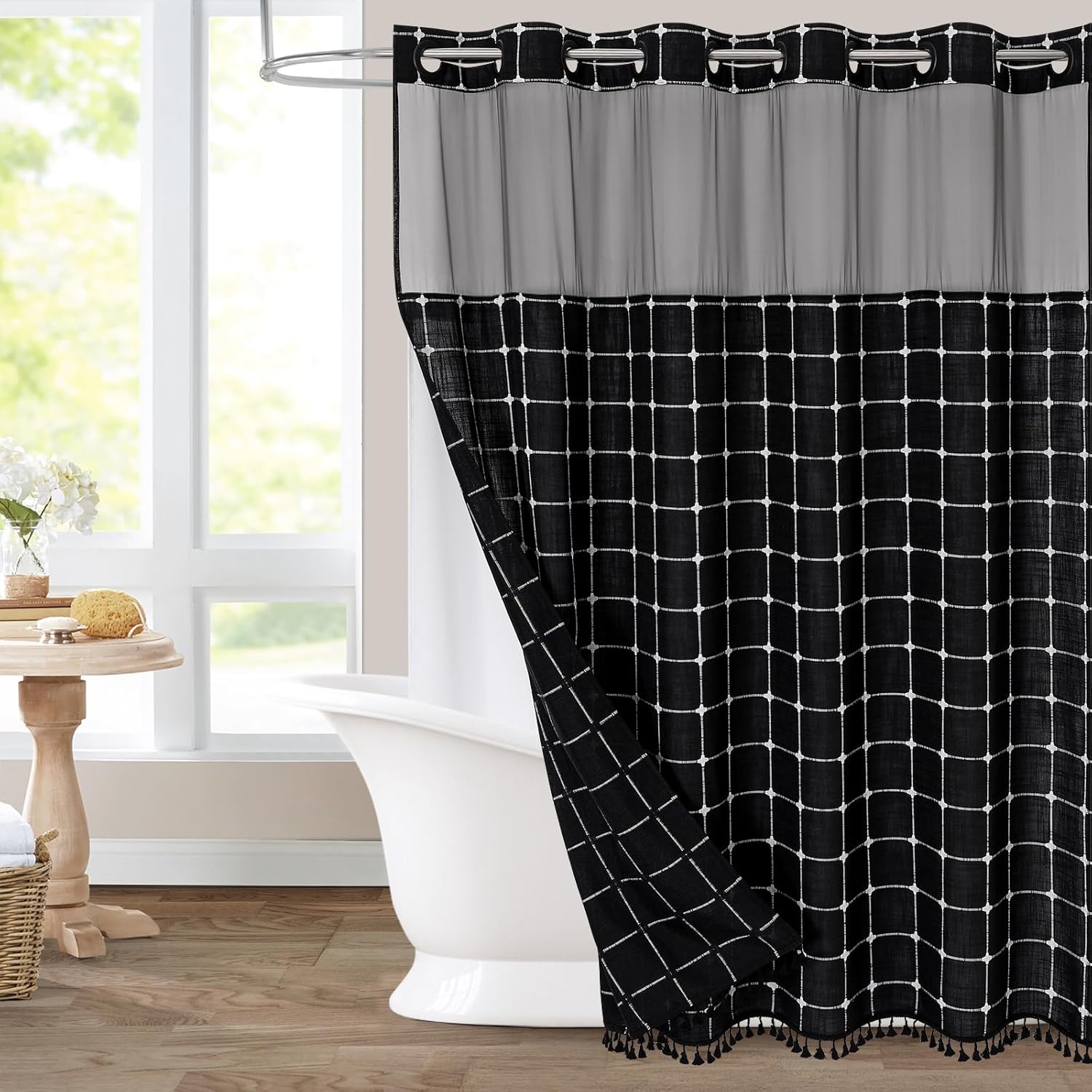 Snap In Linen Shower Curtain