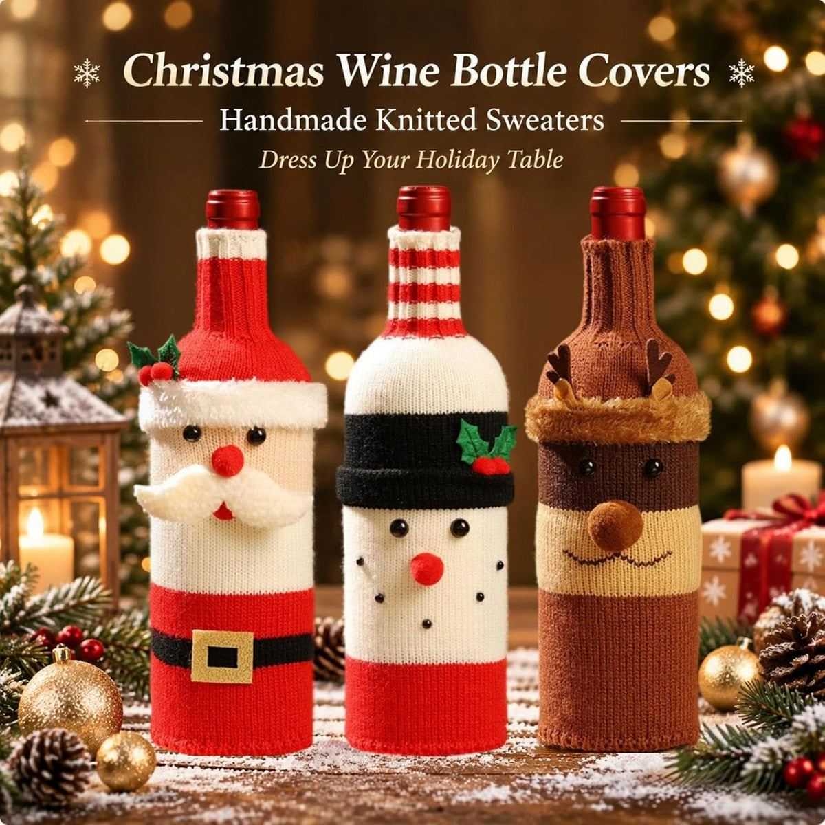 Christmas Sweater Wine Bottle Covers (Set of 5)