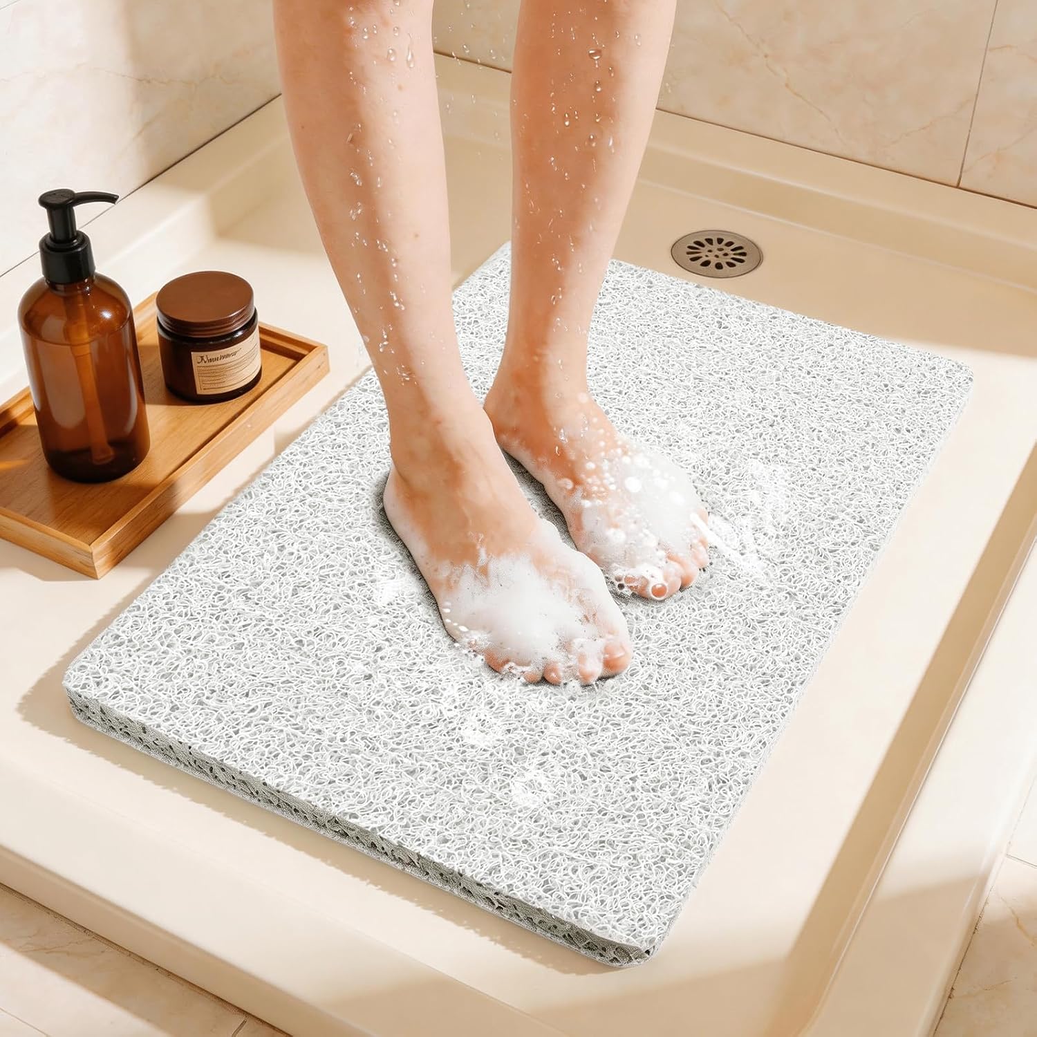 Loofah Foot Scrubber Non-Slip Shower Mat
