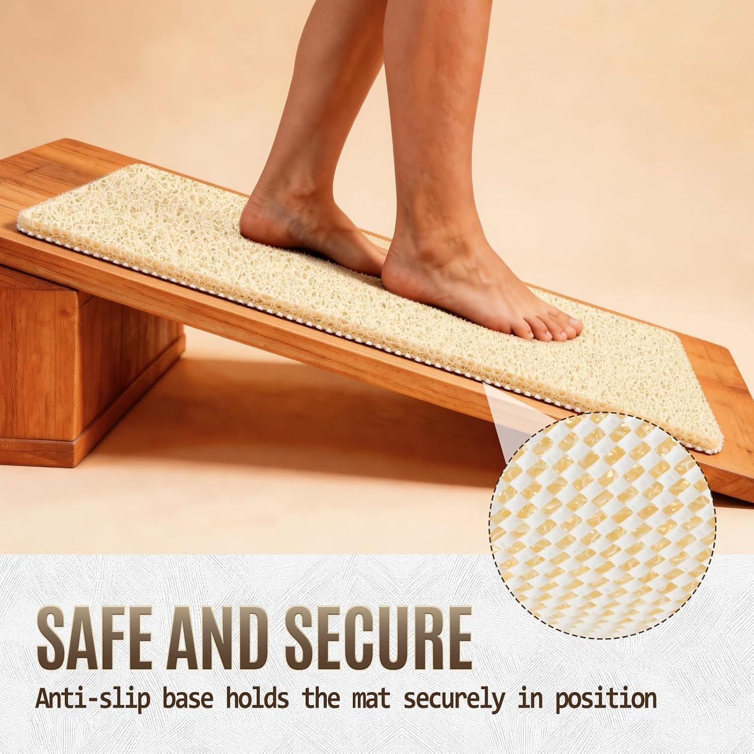 Loofah Foot Scrubber Non-Slip Shower Mat