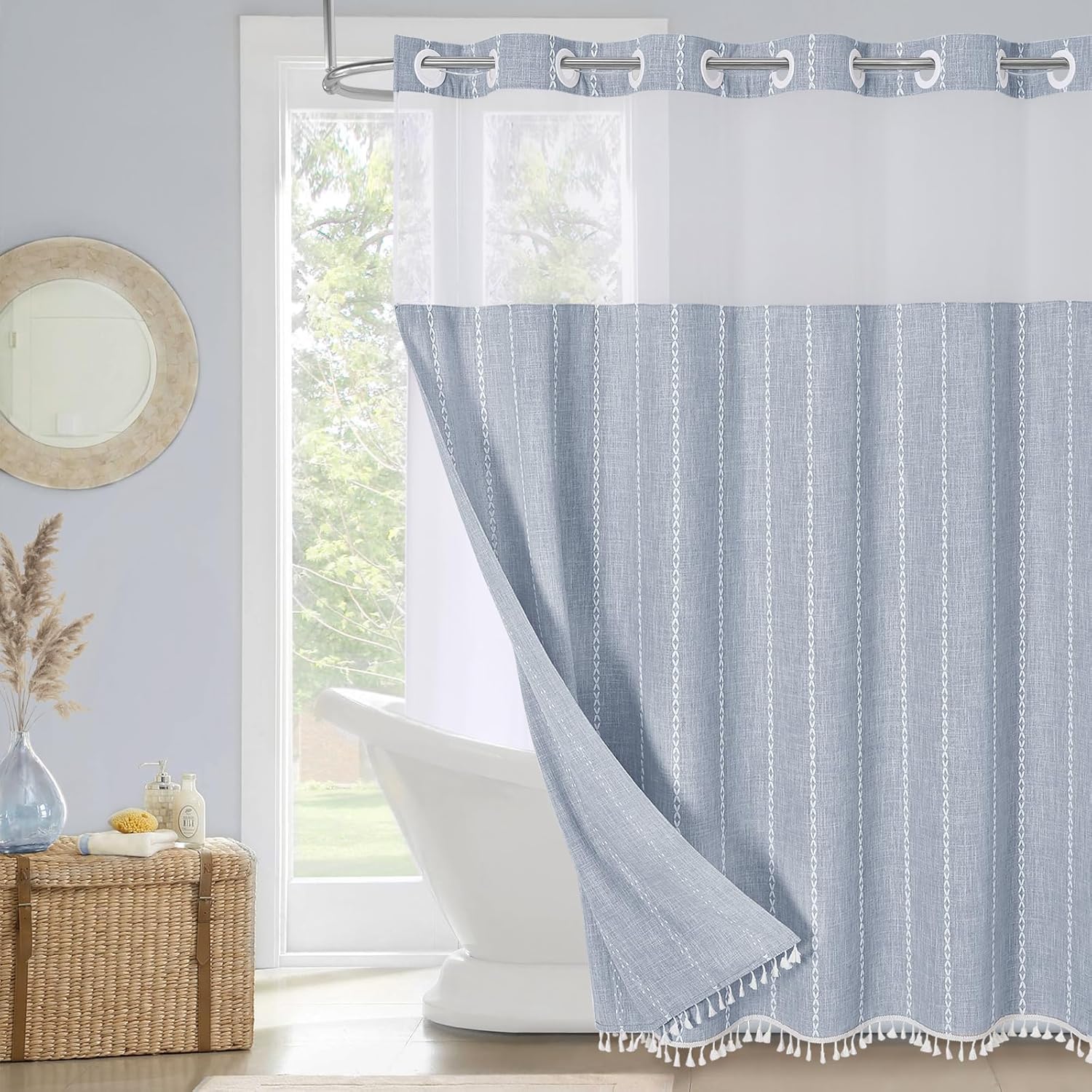 Snap In Linen Shower Curtain