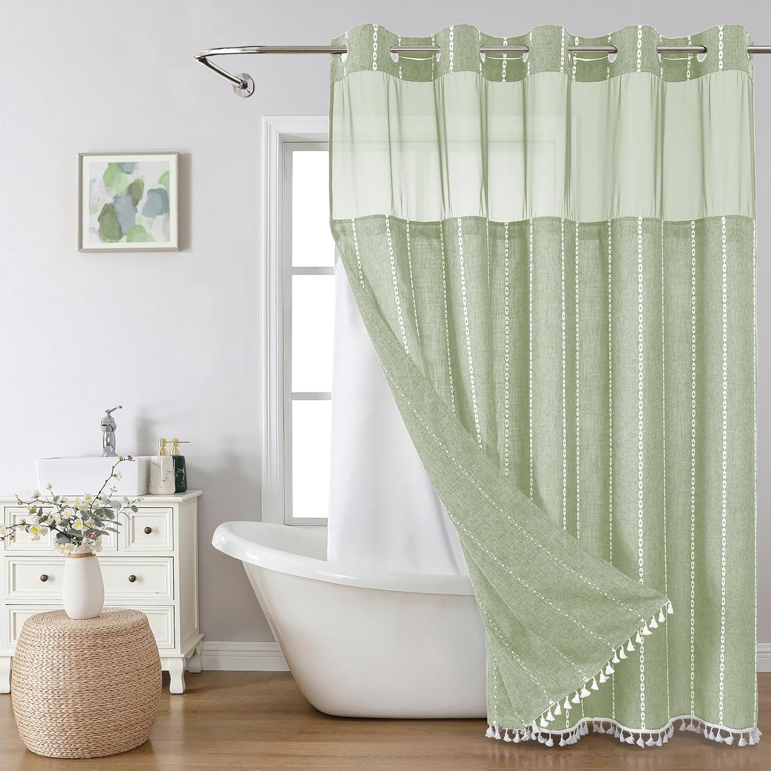 Snap In Linen Shower Curtain