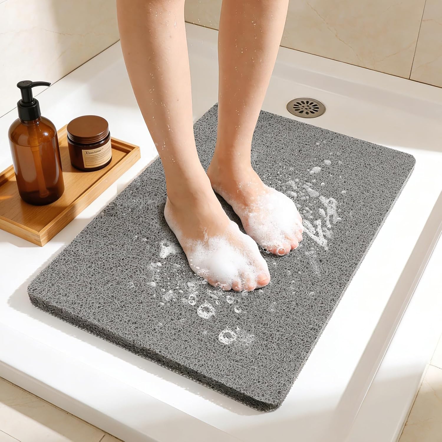 Loofah Foot Scrubber Non-Slip Shower Mat