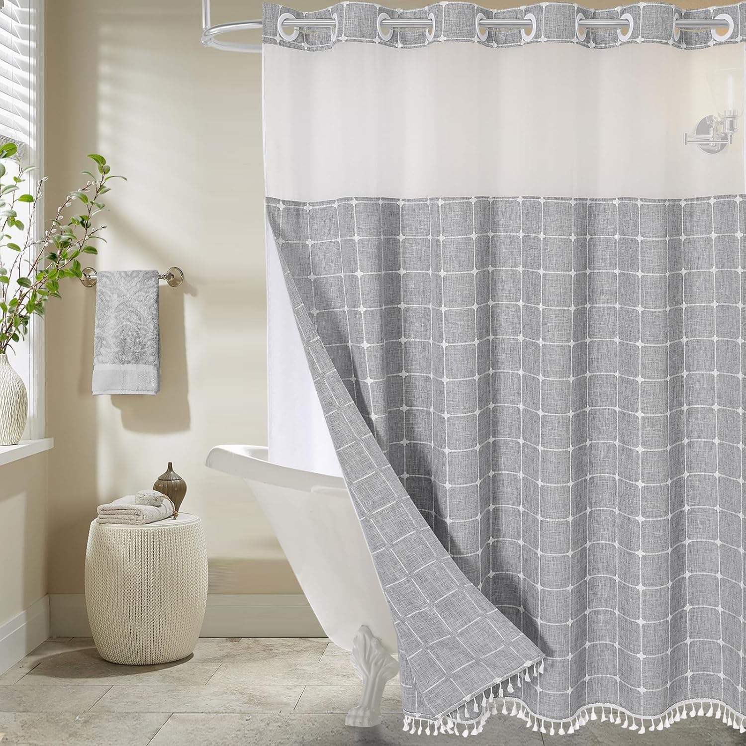 Snap In Linen Shower Curtain