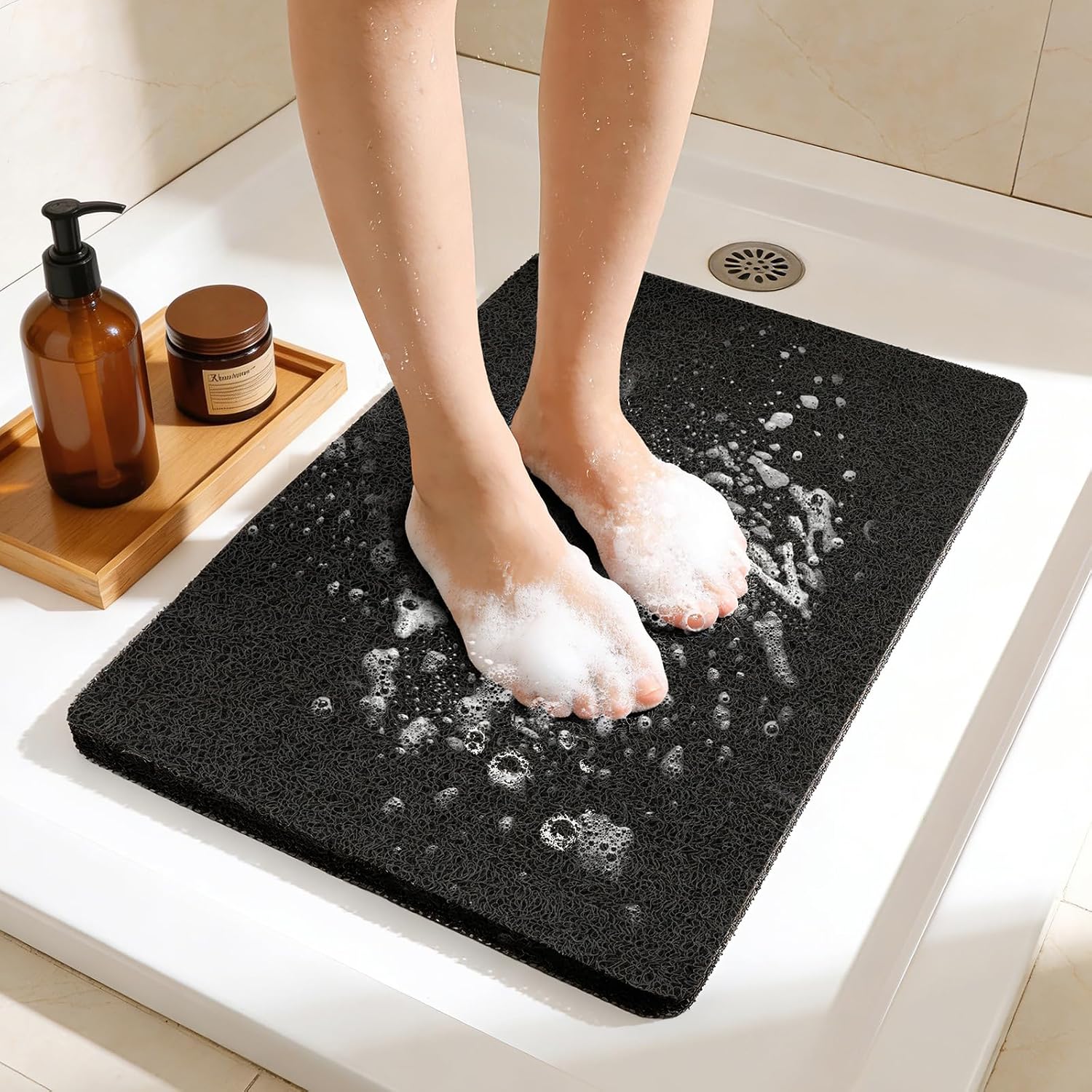 Loofah Foot Scrubber Non-Slip Shower Mat