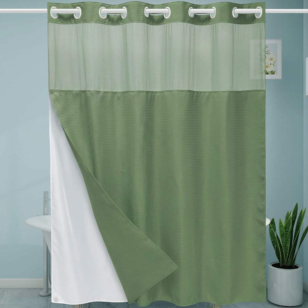 (Size Variants)Snap In Shower Curtain