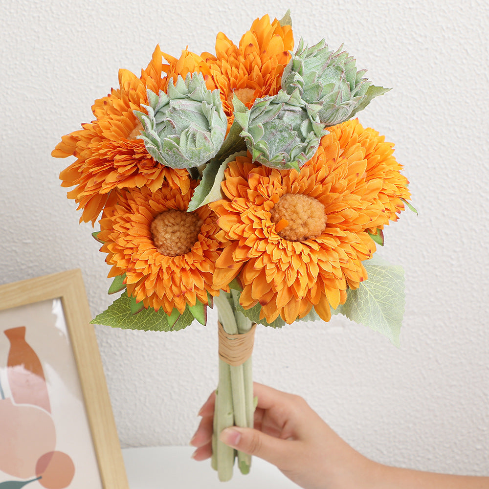 Teddy Pom Faux Sunflowers