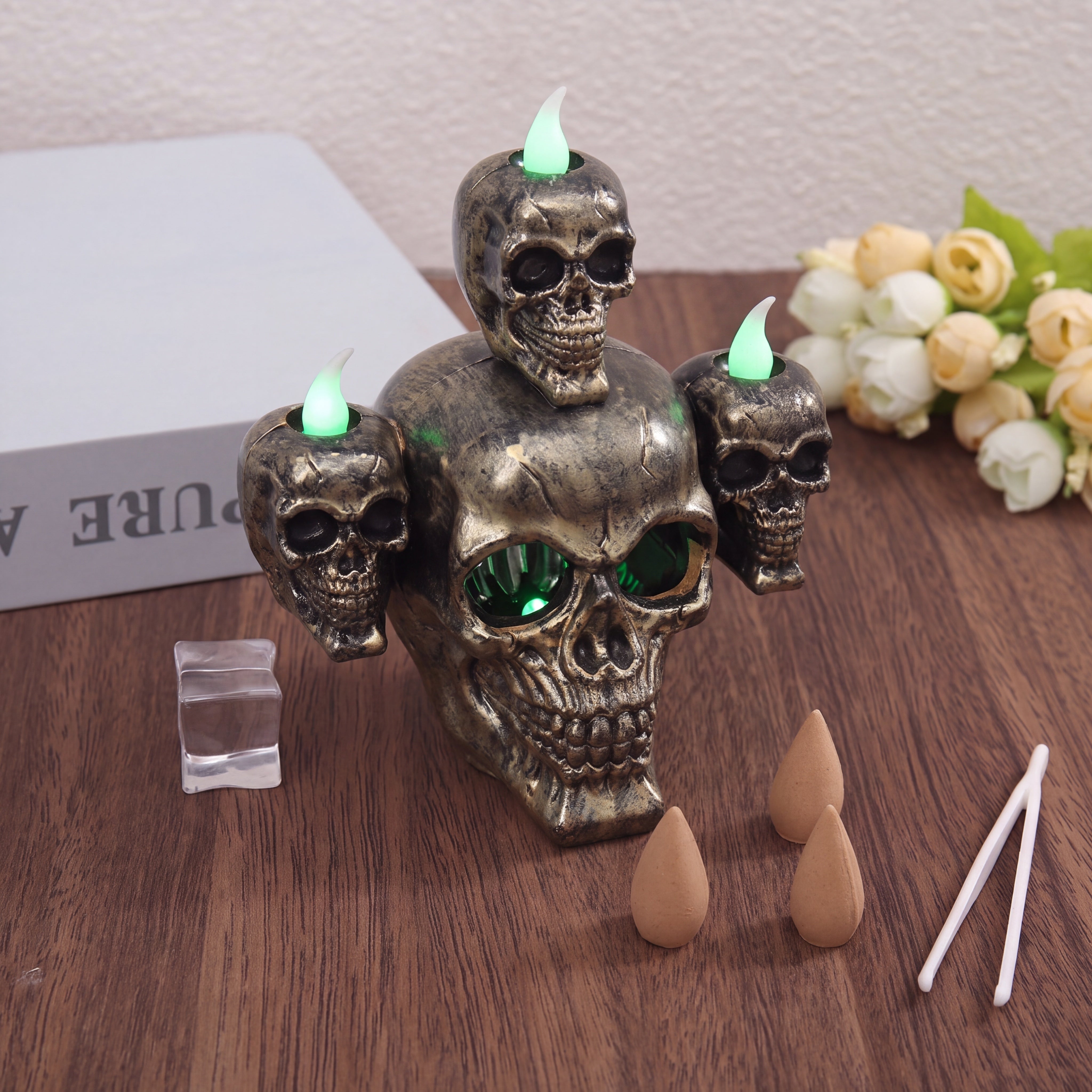 Skeleton Skull Candlestick Holder(2 Pack)