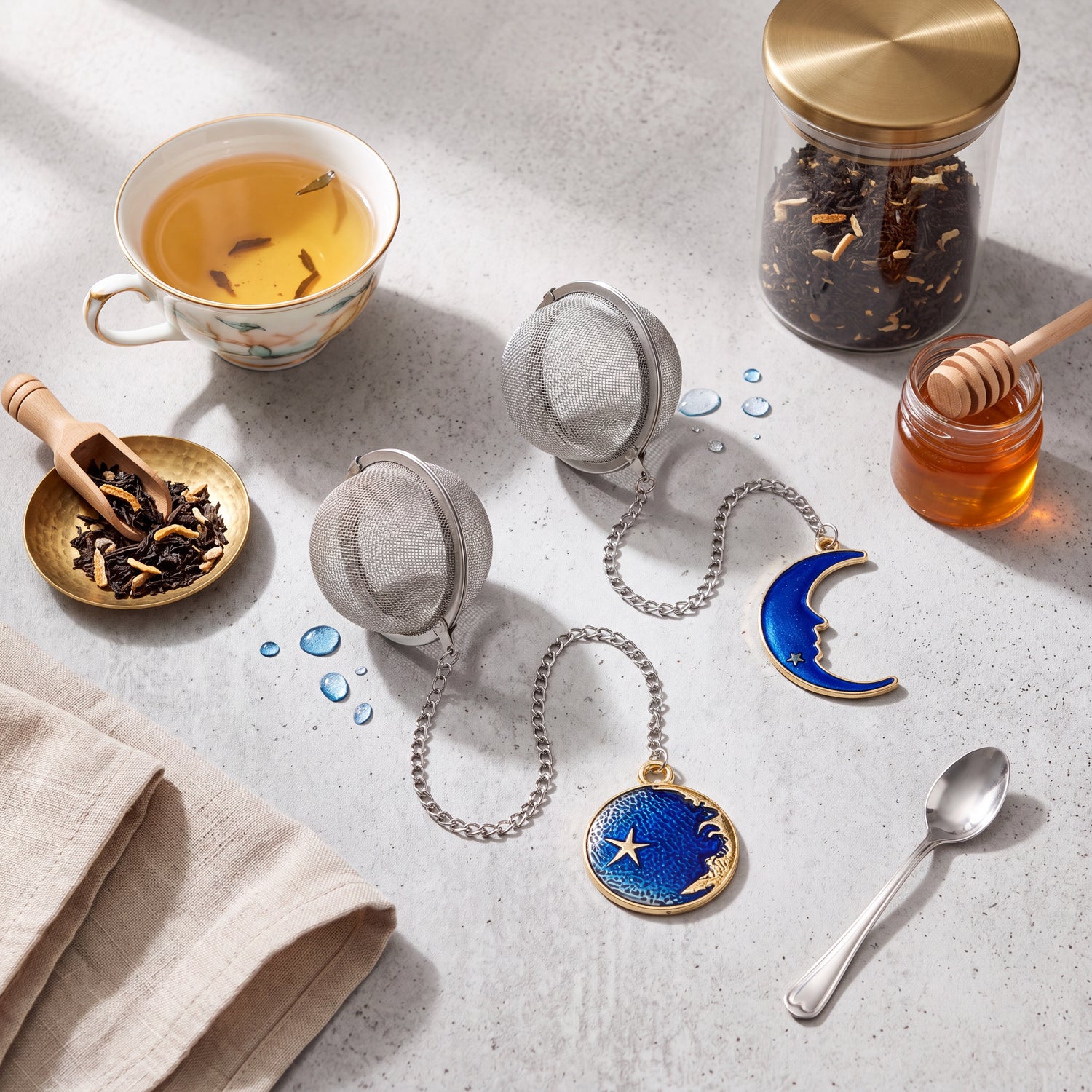 Tea Infuser Set with Dual Charms